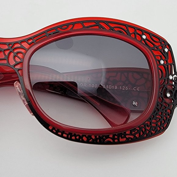 Jean Lafont Louxor 100 Red Black Frame Black Gradient Lens Sunglasses w/ Case main image 10